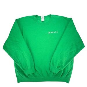 Delta Airlines Logo Green Sweatshirt Gildan Heavy‎ Blend XL Extra Large